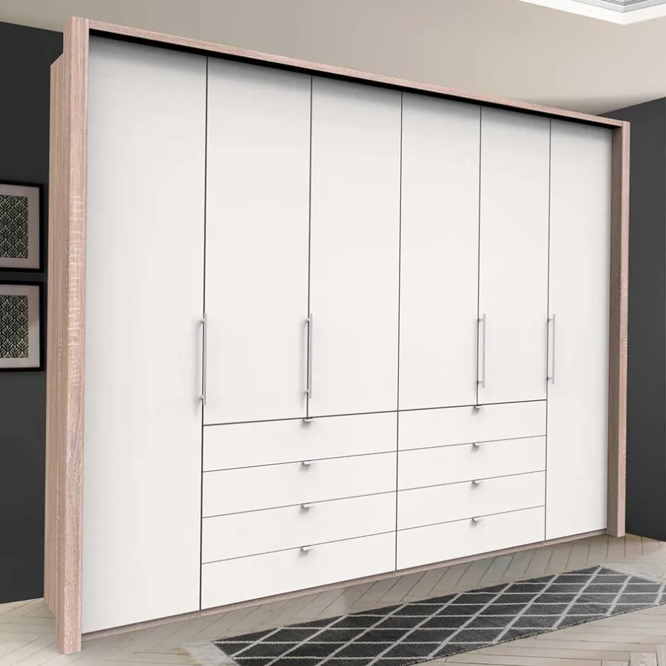 Wohnen Kombi Kleiderschrank mit Schubkästen und Falttüren - Vaclyn