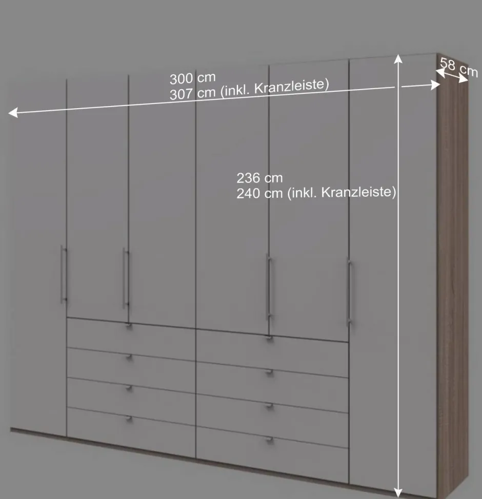Wohnen Kombi Kleiderschrank mit Schubkästen und Falttüren - Vaclyn