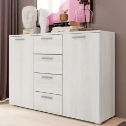 Kombi Kommode in Weiß Esche Dekor - Pruducia^Wohnen