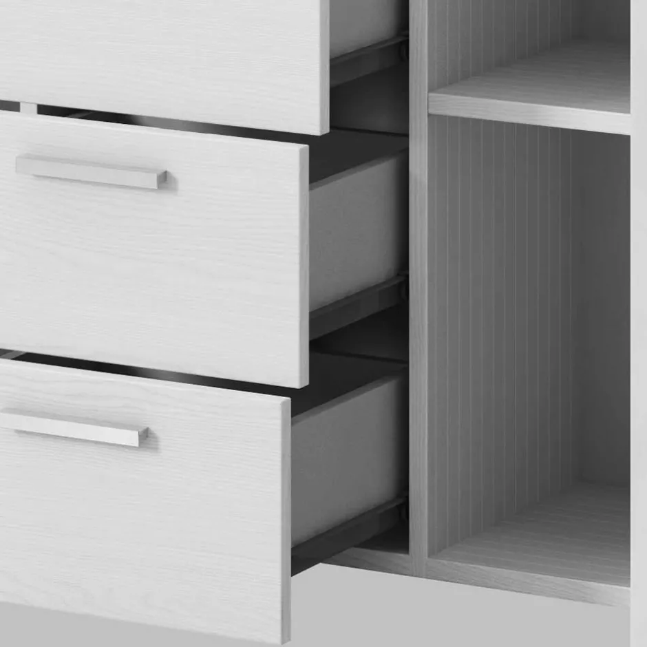 Kombi Kommode in Weiß Esche Dekor - Pruducia^Wohnen