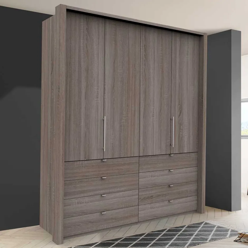 Wohnen Kombi-Falttürenschrank mit acht Schubladen - Crenba