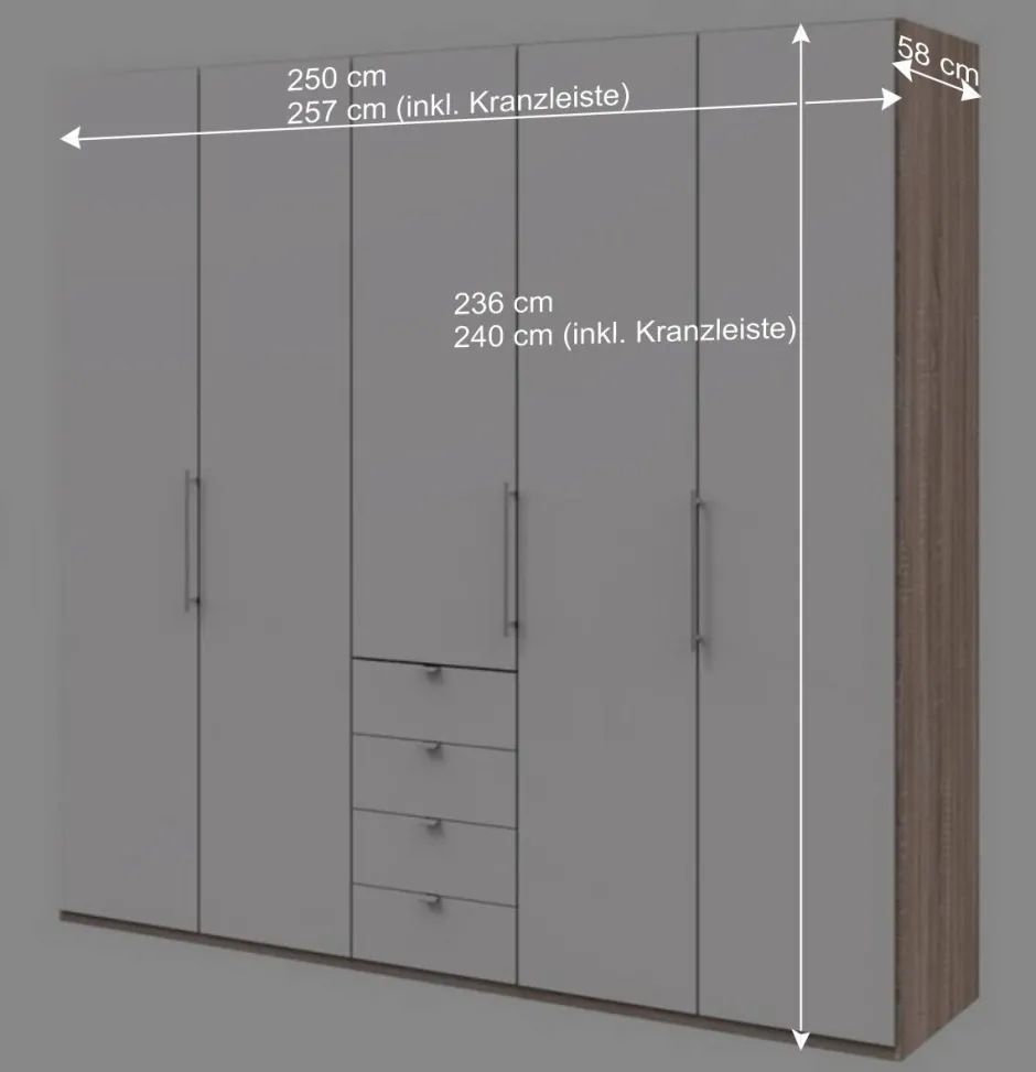 Kombi-Kleiderschrank 3 türig & 4 Schubladen - Vaclyn^Wohnen Discount