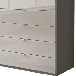 Kombi-Kleiderschrank in Hellgrau Glasfront - Korcula^Wohnen