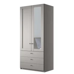 Kombi-Kleiderschrank 1m breit in Hellgrau - Ridonna^Wohnen Clearance