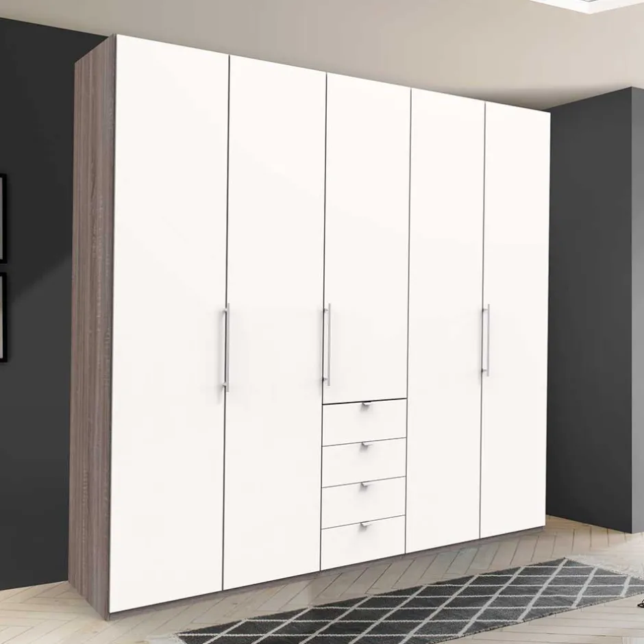 Wohnen Kombi-Kleiderschrank mit 2 Falttüren & Tür - Tivierto