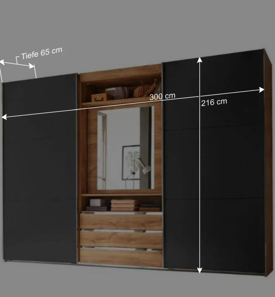 Kombi-Kleiderschrank mit offenen Fächern - Bafata^Wohnen Sale