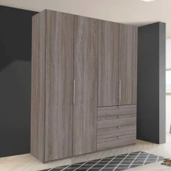 Wohnen Kombi-Schlafzimmerschrank in dunklem Eiche Dekor - Crenba