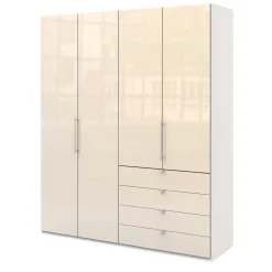 Wohnen Kombi-Schlafzimmerschrank in Creme Glas - Zidarie