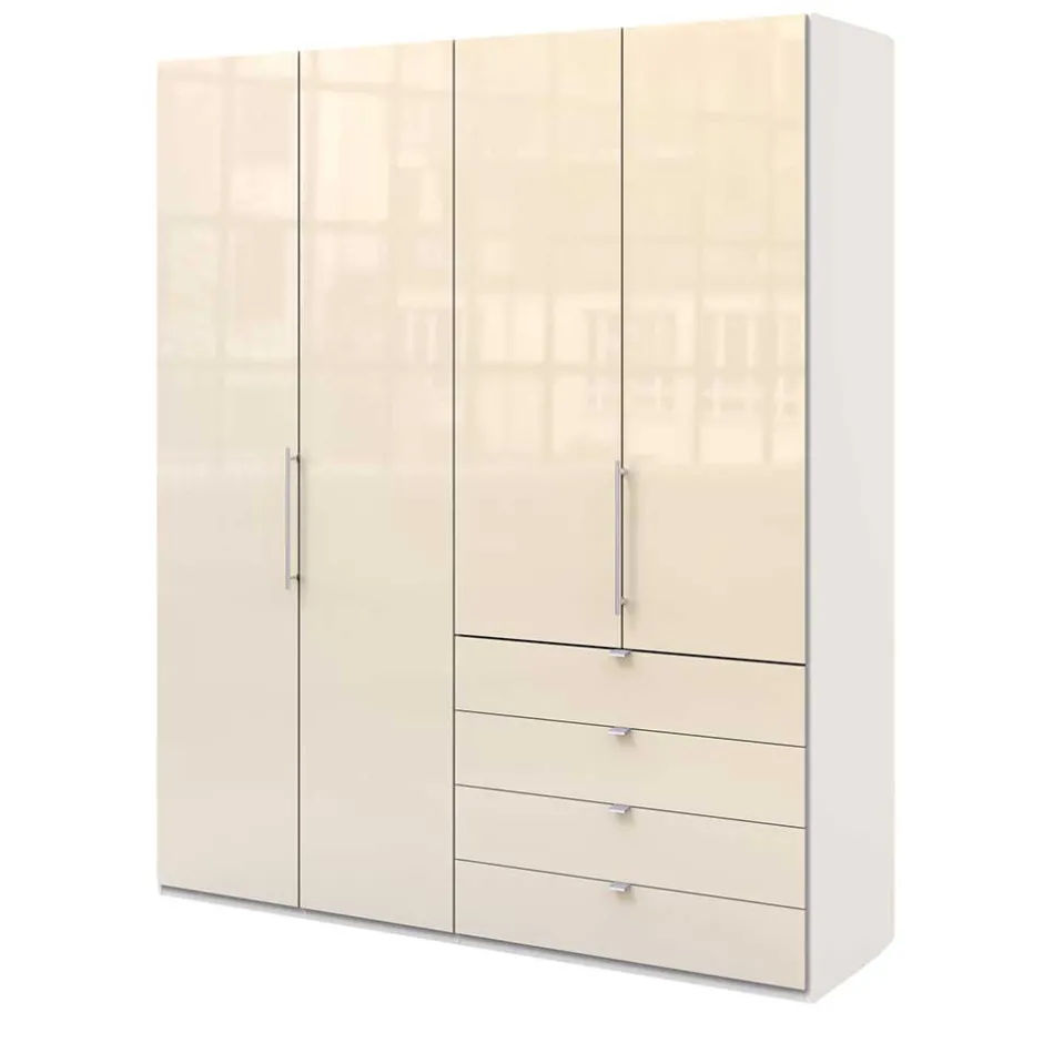 Wohnen Kombi-Schlafzimmerschrank in Creme Glas - Zidarie
