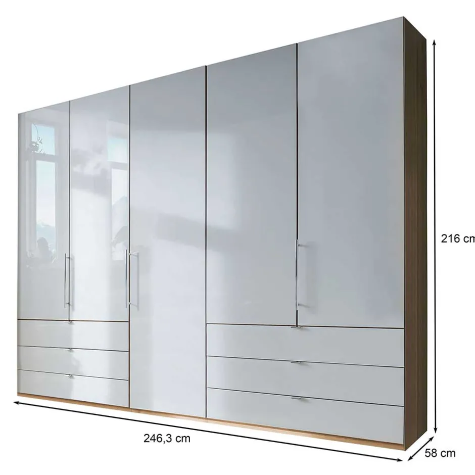 Kombi-Schlafzimmerschrank in Weiß & Eiche Bianco - Nuetran^Wohnen Best