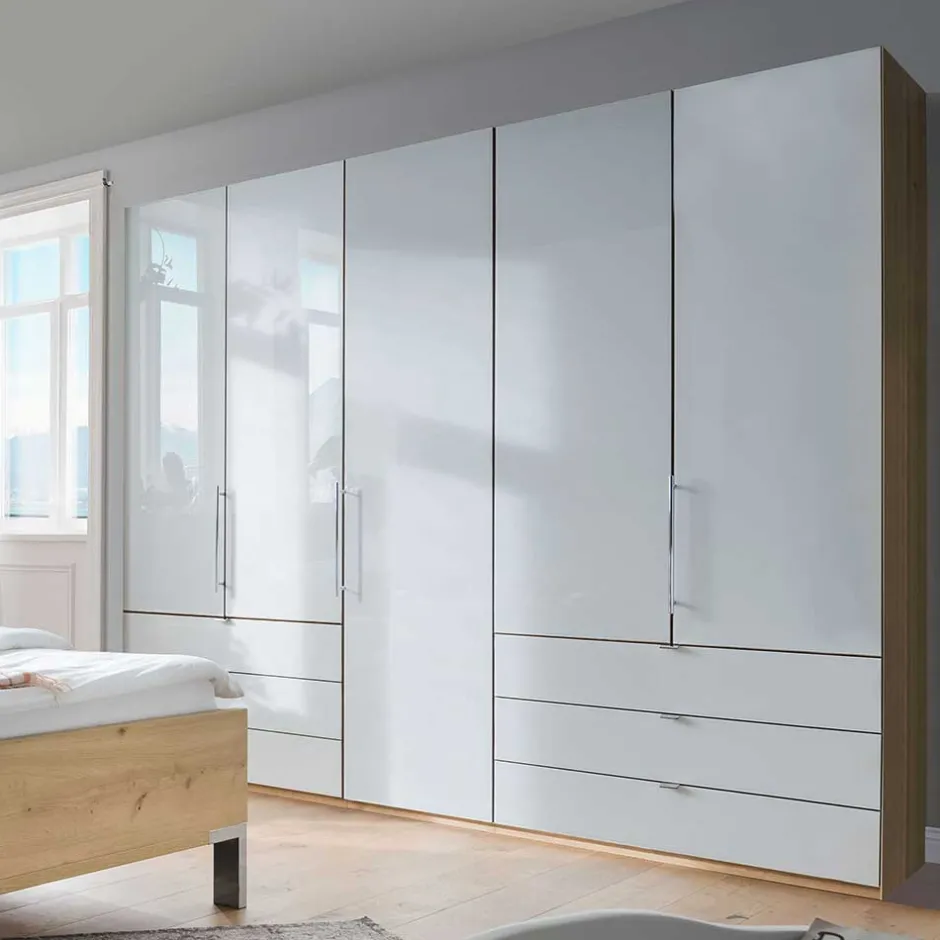 Kombi-Schlafzimmerschrank in Weiß & Eiche Bianco - Nuetran^Wohnen Best