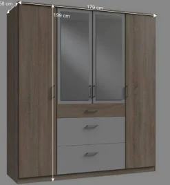 Wohnen Kombi-Schlafzimmerschrank mit drei Schubladen - Coros