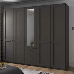 Wohnen Kombi-Schlafzimmerschrank in Dunkelgrau - Mataram