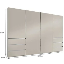 Wohnen Kombi-Schwebetürenschrank in Champagner - Eusebia