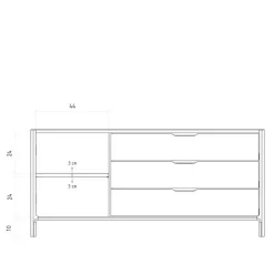 Wohnen Kombi-Sideboard mit drei Schubladen und Tür - Lana