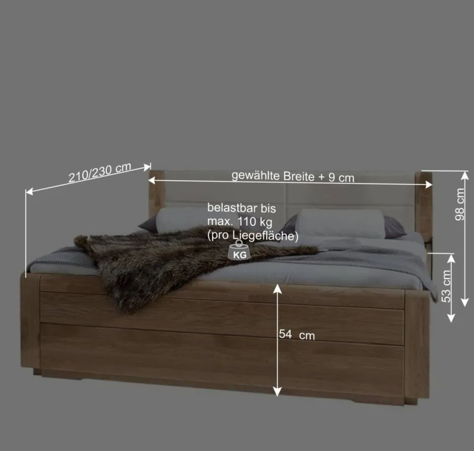 Wohnen Komfort Doppelbett Anglesia und Nachttisch Set (dreiteilig)