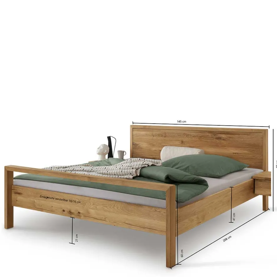 Wohnen Komfort-Einzelbett in 140x200 aus Wildeiche - Martinez