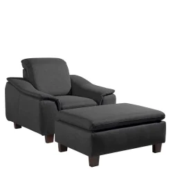 Wohnen Komfortsessel in Dunkelgrau und Nussbaum - Pelago