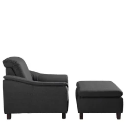 Wohnen Komfortsessel in Dunkelgrau und Nussbaum - Pelago