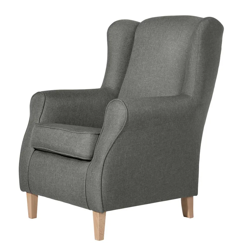 Komfortsessel in Hellgrau mit Buche - Nurcias^Wohnen Discount