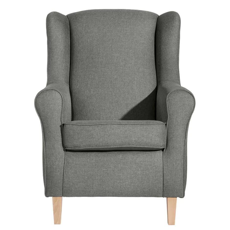Komfortsessel in Hellgrau mit Buche - Nurcias^Wohnen Discount