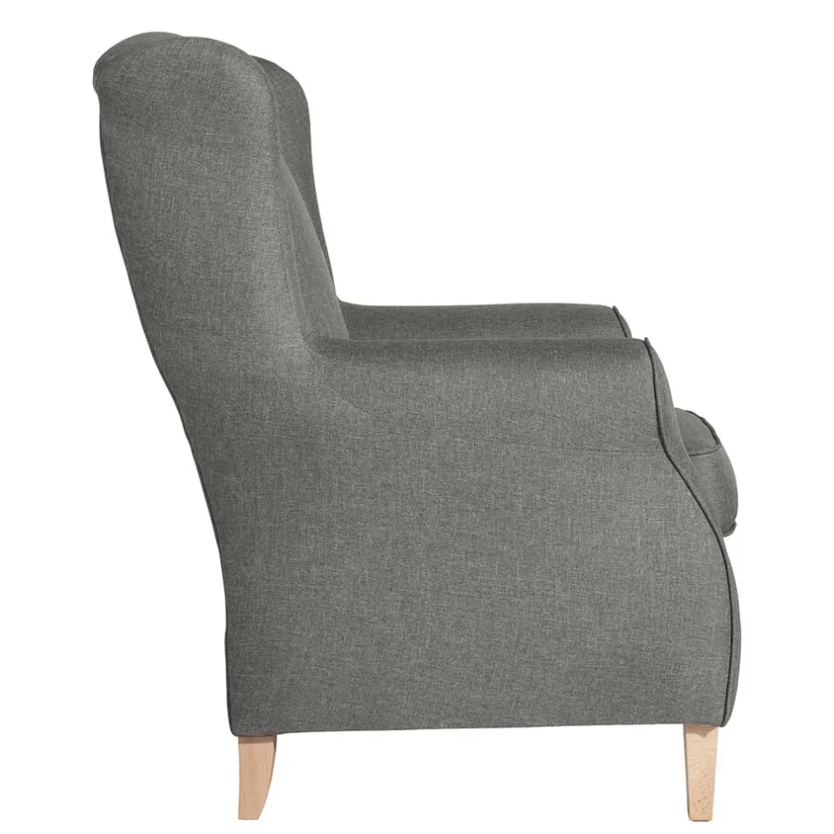 Komfortsessel in Hellgrau mit Buche - Nurcias^Wohnen Discount