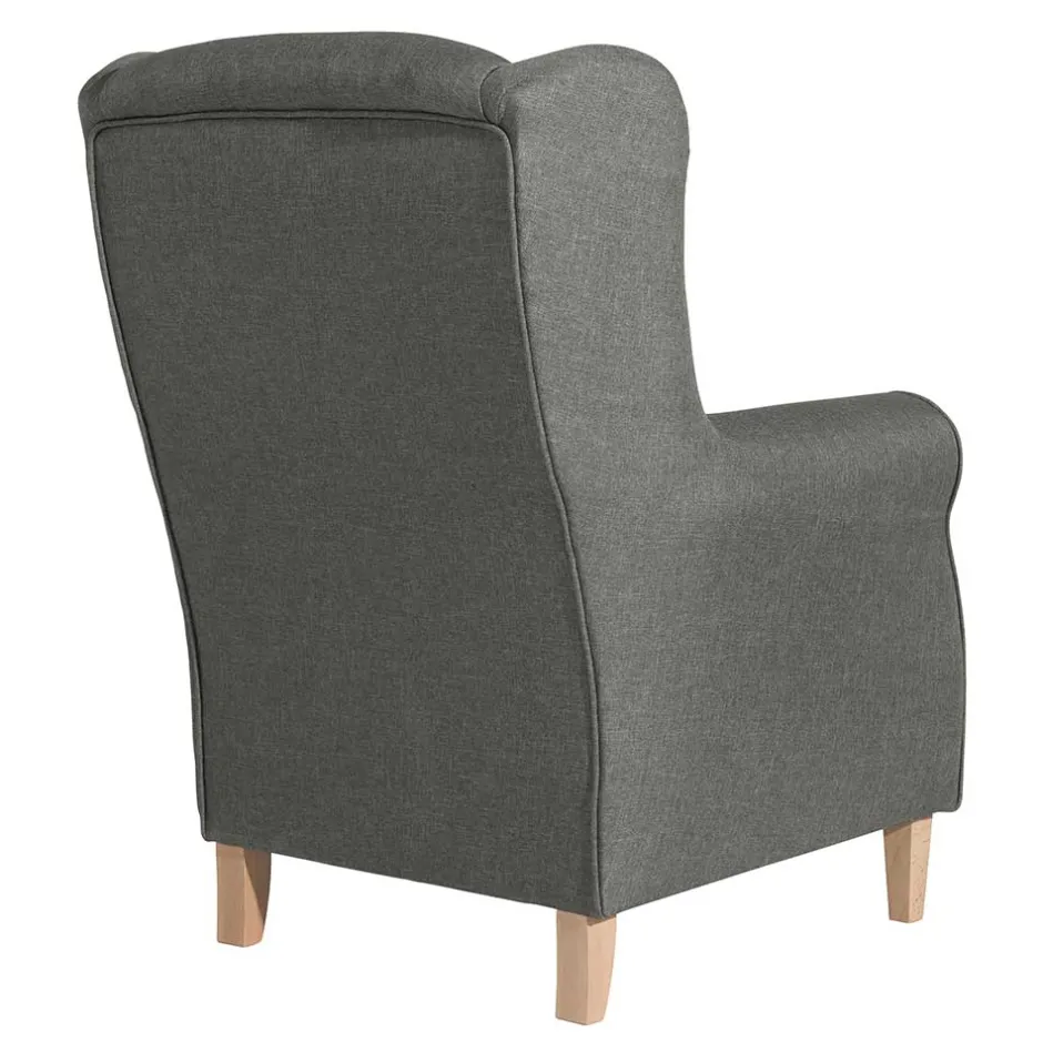 Komfortsessel in Hellgrau mit Buche - Nurcias^Wohnen Discount