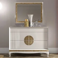 Wohnen Kommode & Spiegel in Weiß & Gold - Valganios (zweiteilig)