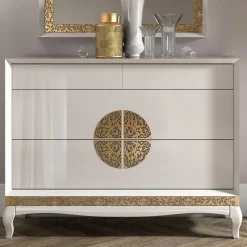 Wohnen Kommode & Spiegel in Weiß & Gold - Valganios (zweiteilig)