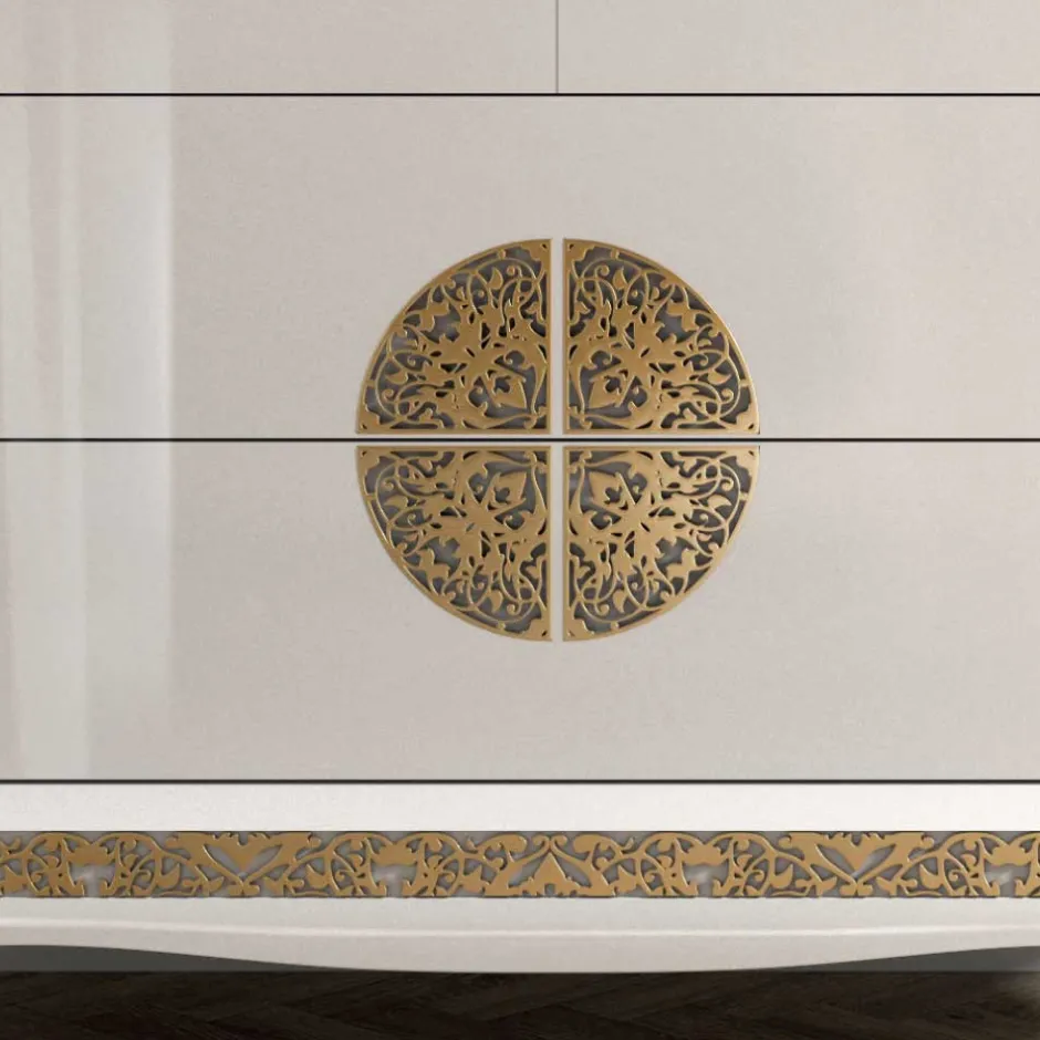 Wohnen Kommode & Spiegel in Weiß & Gold - Valganios (zweiteilig)