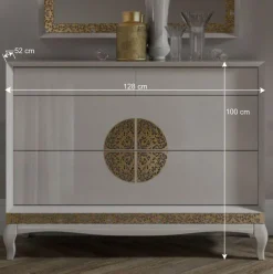 Wohnen Kommode & Spiegel in Weiß & Gold - Valganios (zweiteilig)