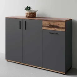 Wohnen Kommode in Anthrazit & Altholz Optik - Vlatu