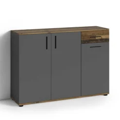 Wohnen Kommode in Anthrazit & Altholz Optik - Vlatu