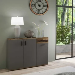Wohnen Kommode in Anthrazit & Altholz Optik - Vlatu