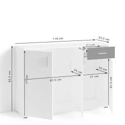 Wohnen Kommode in Anthrazit & Altholz Optik - Vlatu