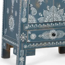 Wohnen Kommode in Blau mit weißer Bemalung - Fleet