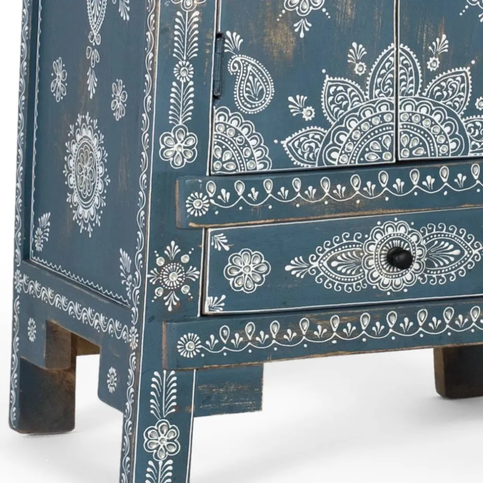 Wohnen Kommode in Blau mit weißer Bemalung - Fleet