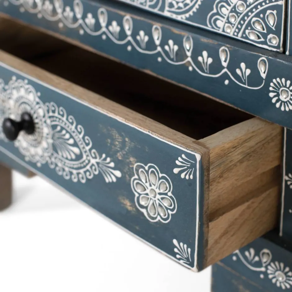 Wohnen Kommode in Blau mit weißer Bemalung - Fleet
