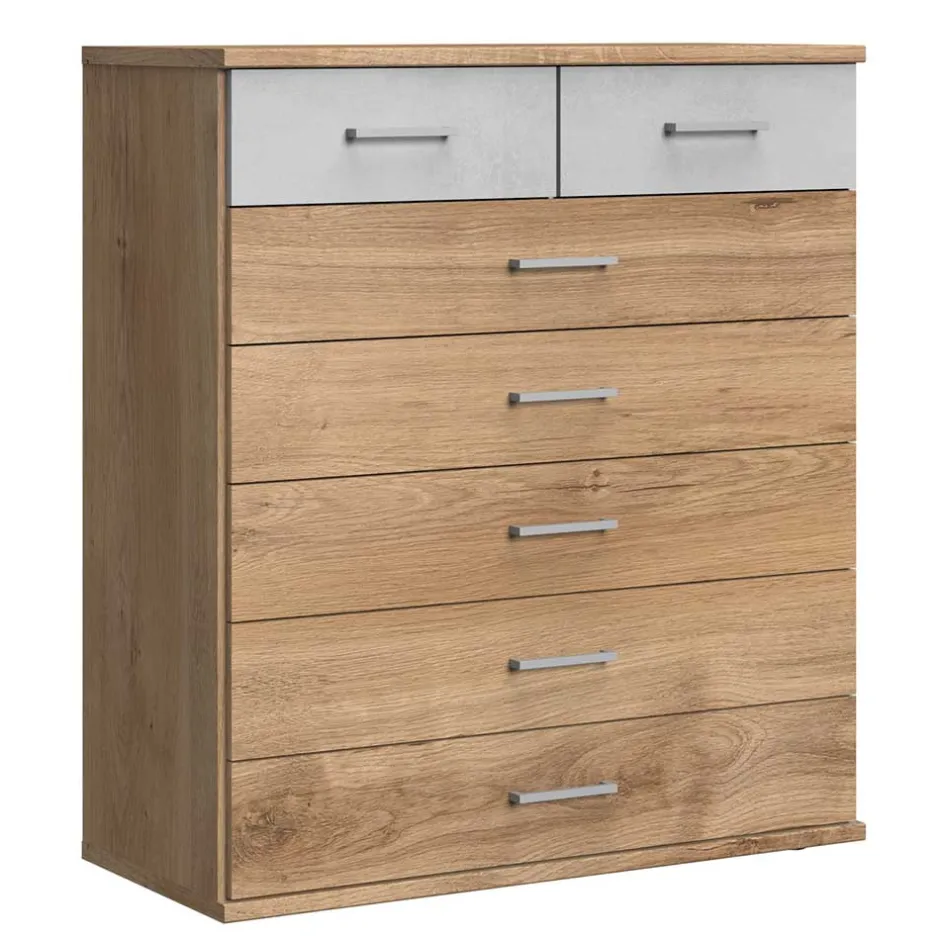 Wohnen Kommode in Eiche & Hellgrau - Anca