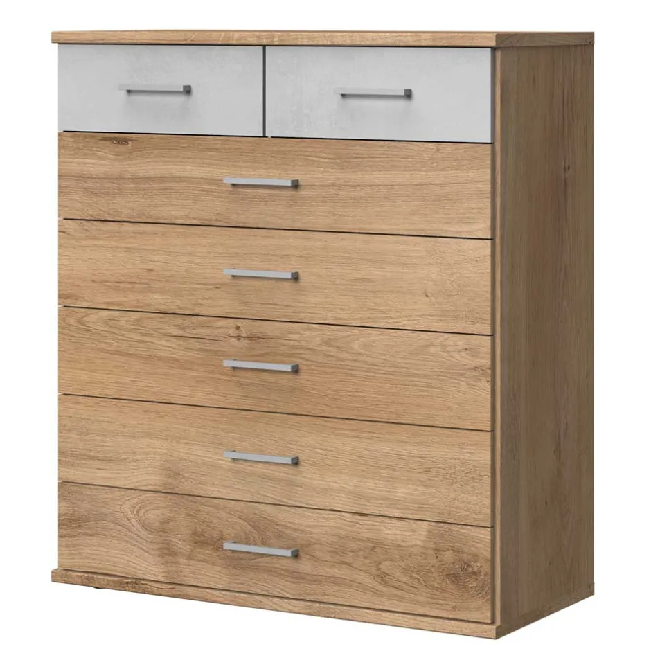 Wohnen Kommode in Eiche & Hellgrau - Anca