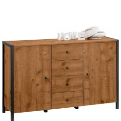 Kommode in Eiche Holzoptik und Schwarz - Lavion^Wohnen Outlet