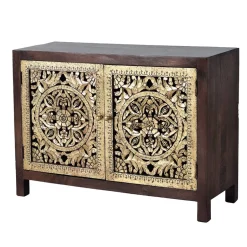 Kommode in Gold und Walnuss Braun - Roswito^Wohnen