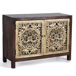 Kommode in Gold und Walnuss Braun - Roswito^Wohnen