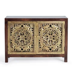 Kommode in Gold und Walnuss Braun - Roswito^Wohnen