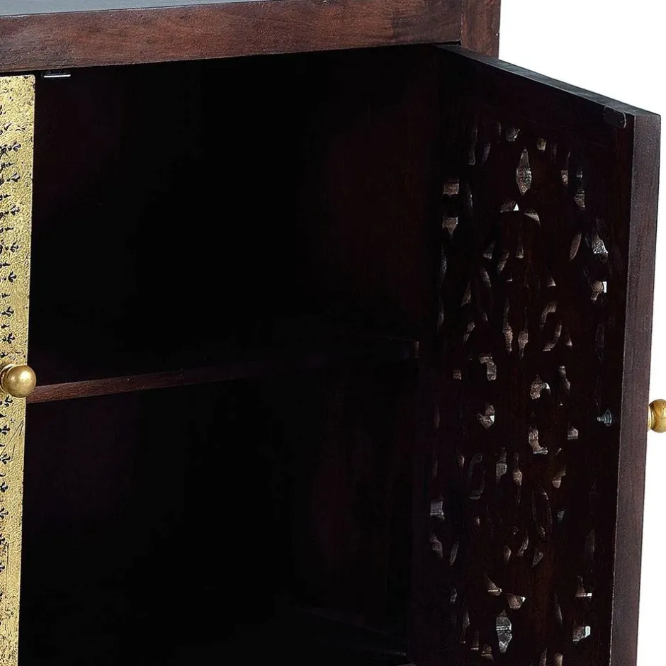 Kommode in Gold und Walnuss Braun - Roswito^Wohnen