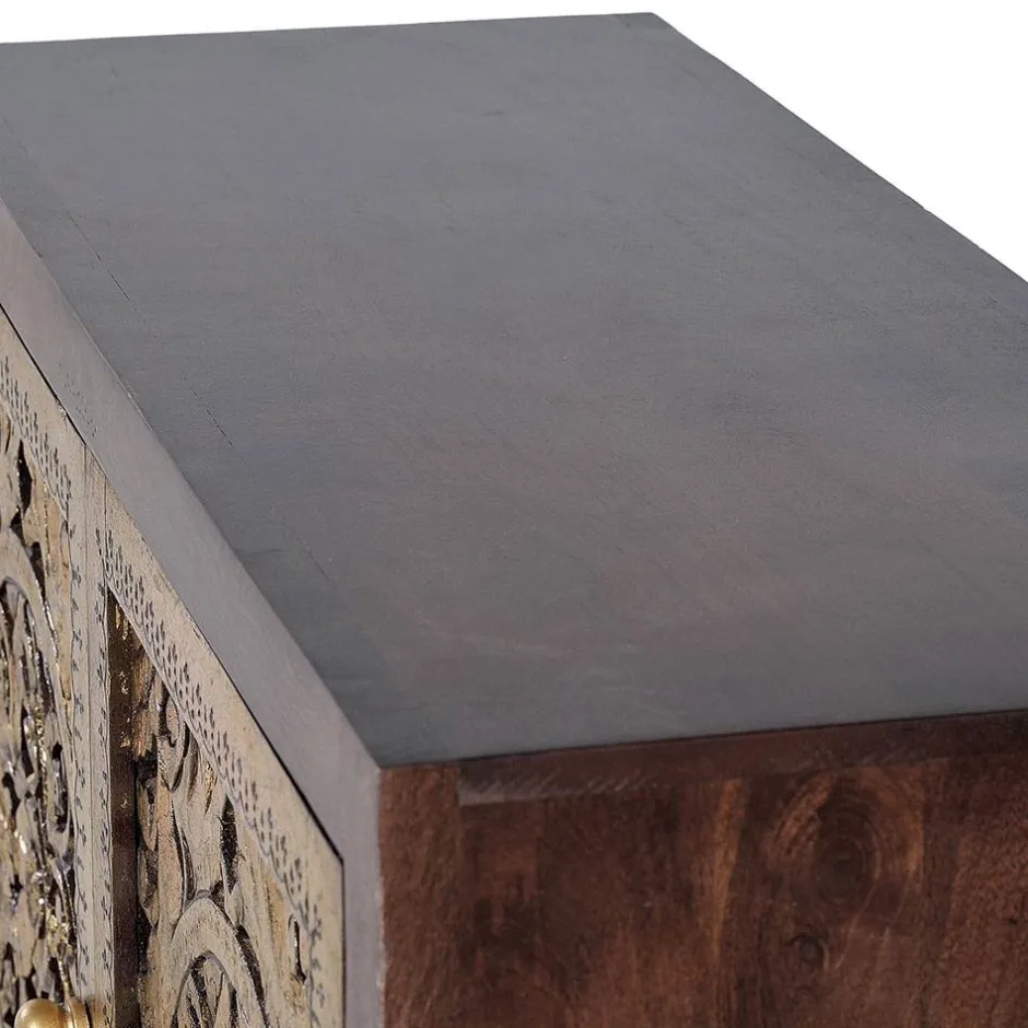 Kommode in Gold und Walnuss Braun - Roswito^Wohnen