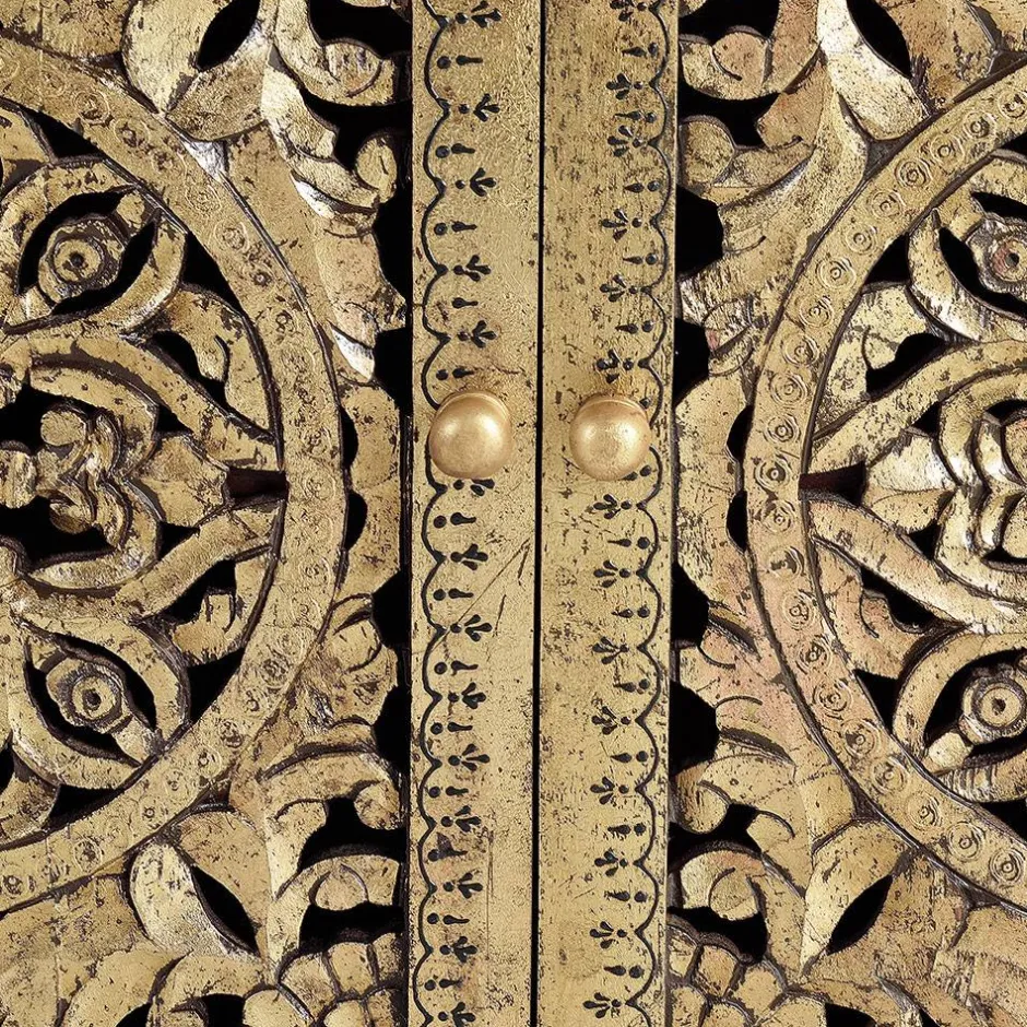 Kommode in Gold und Walnuss Braun - Roswito^Wohnen