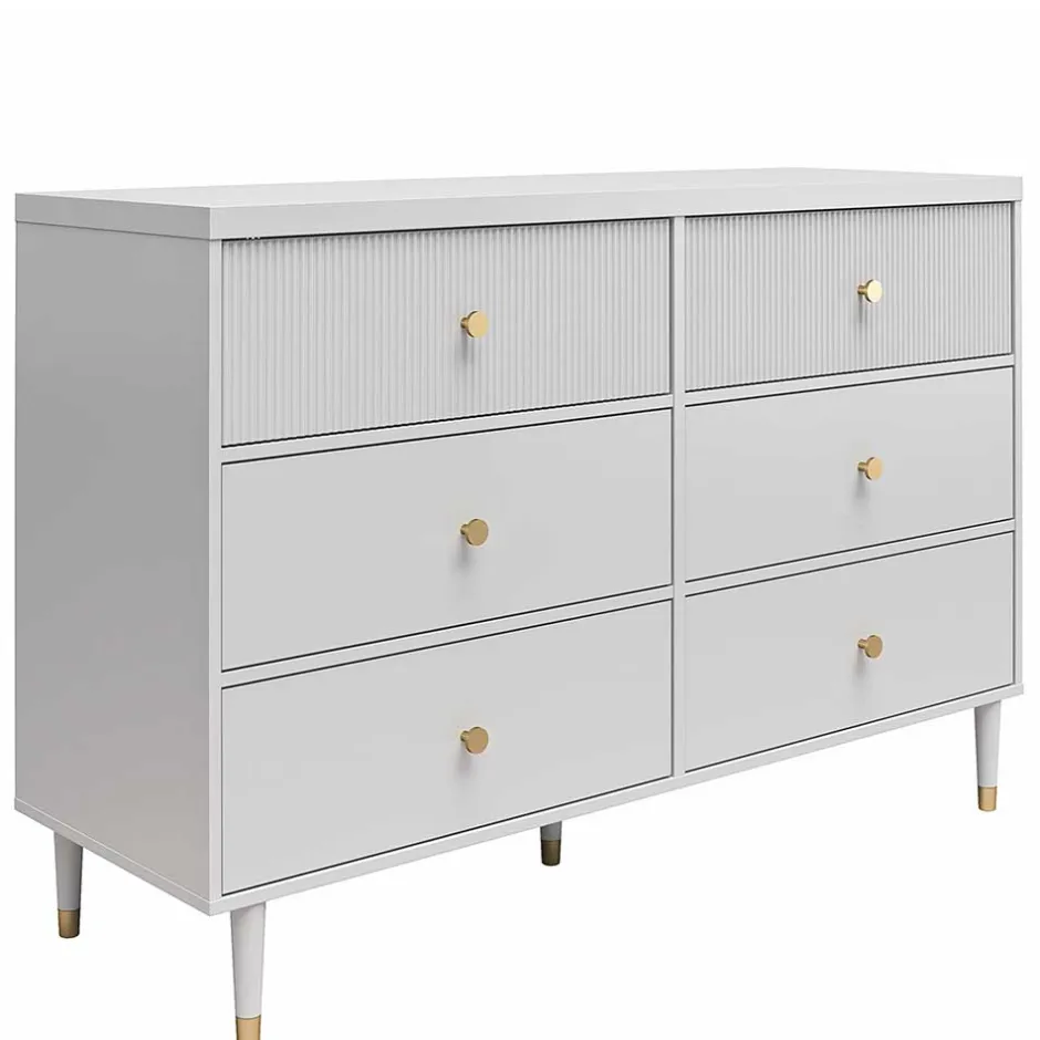 Wohnen Kommode in Hellgrau mit Gold - Imano