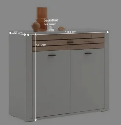 Kommode in Lichtgrau mit Wildeiche - Ballina^Wohnen Clearance