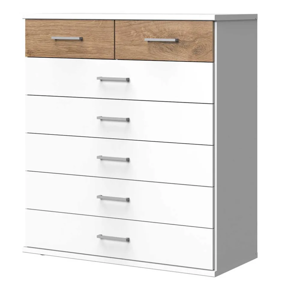 Wohnen Kommode in Weiß & Eiche Nachbildung - Calassina